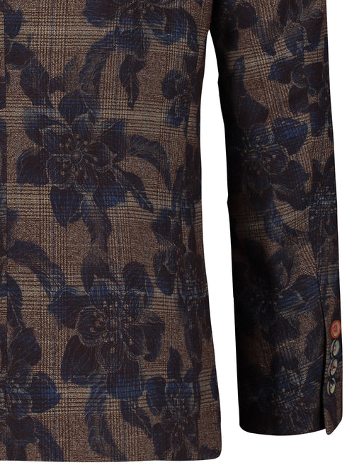 Brown Flower Check Blazer